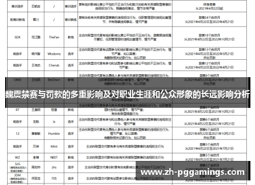 魏震禁赛与罚款的多重影响及对职业生涯和公众形象的长远影响分析